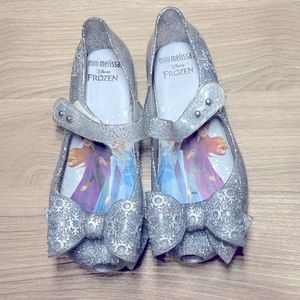 Mini Melissa Disney frozen glitter silver girl shoes size 11